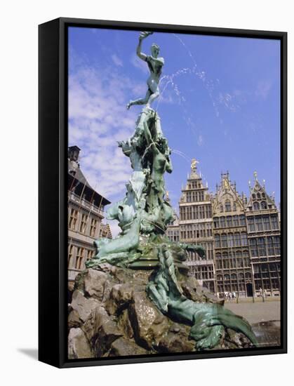 Brabo Statue, Antwerp, Belgium-Ken Gillham-Framed Stretched Canvas