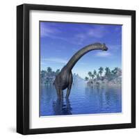 Brachiosaurus Dinosaur in a Tropical Climate-null-Framed Art Print