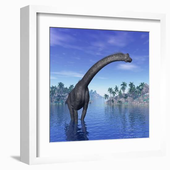 Brachiosaurus Dinosaur in a Tropical Climate-null-Framed Art Print