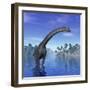 Brachiosaurus Dinosaur in a Tropical Climate-null-Framed Art Print