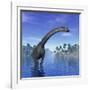 Brachiosaurus Dinosaur in a Tropical Climate-null-Framed Art Print