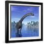 Brachiosaurus Dinosaur in a Tropical Climate-null-Framed Art Print