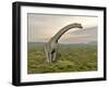 Brachiosaurus Dinosaur Walking in Grassy Landscape-null-Framed Art Print