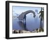 Brachiosaurus Dinosaur Walking in Water by Morning Light-null-Framed Art Print