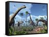 Brachiosaurus Dinosaurs, Artwork-Roger Harris-Framed Stretched Canvas