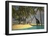 Brachiosaurus Dinosaurs Grazing at the Water's Edge-null-Framed Premium Giclee Print