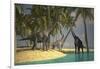 Brachiosaurus Dinosaurs Grazing at the Water's Edge-null-Framed Art Print