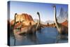 Brachiosaurus Dinosaurs Grazing in a Prehistoric Lake-Stocktrek Images-Stretched Canvas