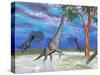 Brachiosaurus Dinosaurs Grazing on Trees-null-Stretched Canvas