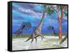 Brachiosaurus Dinosaurs Grazing on Trees-null-Framed Stretched Canvas