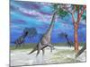 Brachiosaurus Dinosaurs Grazing on Trees-null-Mounted Art Print