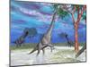Brachiosaurus Dinosaurs Grazing on Trees-null-Mounted Art Print