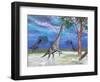 Brachiosaurus Dinosaurs Grazing on Trees-null-Framed Art Print