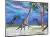 Brachiosaurus Dinosaurs Grazing on Trees-null-Mounted Art Print