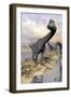 Brachiosaurus Dinosaurs Near Water with Reflection by Sunset and Full Moon-null-Framed Art Print