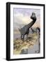 Brachiosaurus Dinosaurs Near Water with Reflection by Sunset and Full Moon-null-Framed Art Print