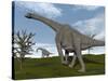 Brachiosaurus Dinosaurs Walking in an Open Field-null-Stretched Canvas