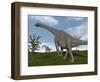 Brachiosaurus Dinosaurs Walking in an Open Field-null-Framed Art Print