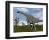 Brachiosaurus Dinosaurs Walking in an Open Field-null-Framed Art Print