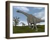 Brachiosaurus Dinosaurs Walking in an Open Field-null-Framed Art Print