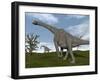 Brachiosaurus Dinosaurs Walking in an Open Field-null-Framed Art Print