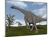 Brachiosaurus Dinosaurs Walking in an Open Field-null-Mounted Art Print