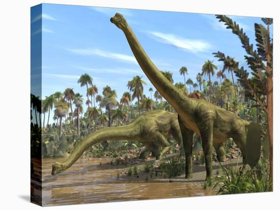 Brachiosaurus Dinosaurs-Roger Harris-Stretched Canvas