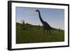 Brachiosaurus Grazing in a Grassy Field-null-Framed Art Print