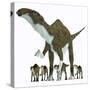 Brachylophosaurus with Offspring-Stocktrek Images-Stretched Canvas