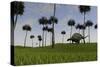 Brachytrachelopan Walking across a Grassy Field-null-Stretched Canvas