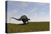 Brachytrachelopan Walking across Prehistoric Grasslands-null-Stretched Canvas