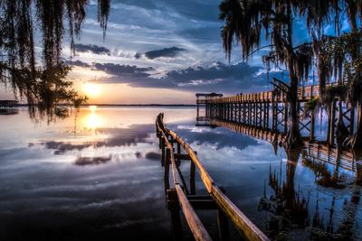 Jacksonville, Fl: Sunset Lights Up the Pier and Canoe Ramp
