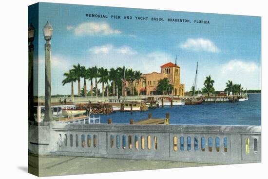 Bradenton, Florida - Memorial Pier and Yacht Basin View-Lantern Press-Stretched Canvas