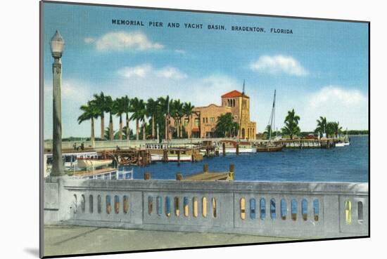 Bradenton, Florida - Memorial Pier and Yacht Basin View-Lantern Press-Mounted Art Print