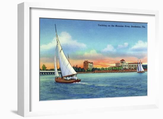 Bradenton, Florida - Sailboat on Manatee River-Lantern Press-Framed Art Print