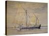 Bragozzo, Fishing Boat from Adriatic, 1882, Watercolor by Antonio Naccari, Italy-null-Stretched Canvas