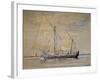 Bragozzo, Fishing Boat from Adriatic, 1882, Watercolor by Antonio Naccari, Italy-null-Framed Giclee Print