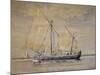 Bragozzo, Fishing Boat from Adriatic, 1882, Watercolor by Antonio Naccari, Italy-null-Mounted Giclee Print