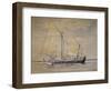 Bragozzo, Fishing Boat from Adriatic, 1882, Watercolor by Antonio Naccari, Italy-null-Framed Giclee Print