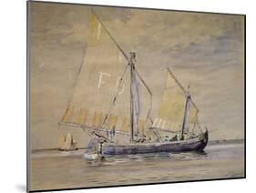 Bragozzo, Fishing Boat from Adriatic, 1882, Watercolor by Antonio Naccari, Italy-null-Mounted Giclee Print