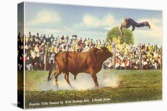 Brahma Bull Tossing Rider-null-Stretched Canvas