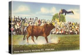 Brahma Bull Tossing Rider-null-Stretched Canvas