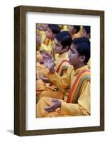 Brahmachari singing in Parmath, Rishikesh, Uttarakhand, India-Godong-Framed Photographic Print