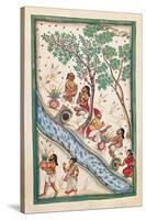 Brahmins bless the water. Drawing of Indian subject commissioned by Niccolao Manucci 18th c.-null-Stretched Canvas