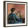 Braiding Her Hair, C.1888 (Oil on Canvas)-Christian Krohg-Framed Giclee Print