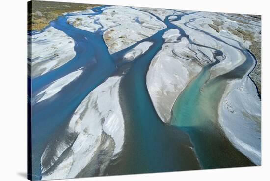 Braids of Rakaia River, near Rakaia, Mid Canterbury, South Island, New Zealand-David Wall-Stretched Canvas