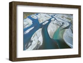 Braids of Rakaia River, near Rakaia, Mid Canterbury, South Island, New Zealand-David Wall-Framed Photographic Print