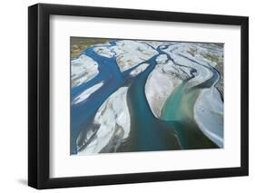 Braids of Rakaia River, near Rakaia, Mid Canterbury, South Island, New Zealand-David Wall-Framed Photographic Print