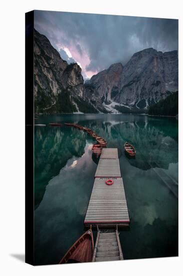 Braies reflections-Marco Tagliarino-Stretched Canvas