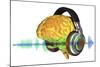 Brain with Headphones, Artwork-PASIEKA-Mounted Premium Photographic Print